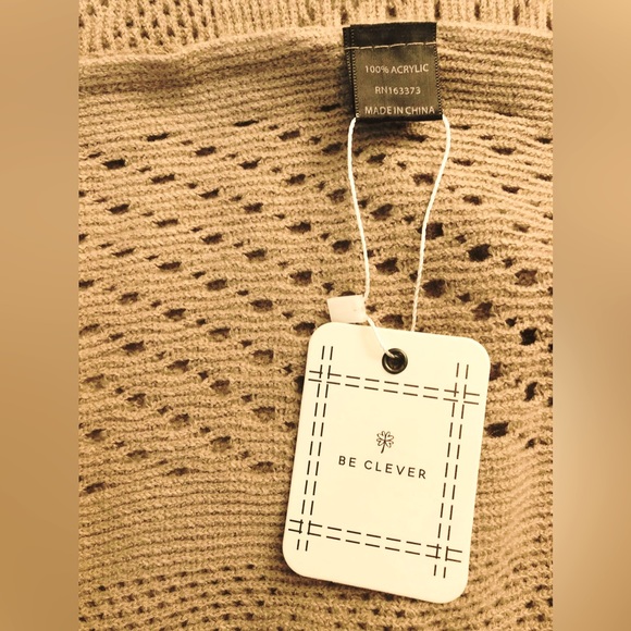 Be Clever, OS, tan, women’s knit, fringed, midi hooded poncho. NWT. - Picture 5 of 5